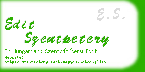 edit szentpetery business card